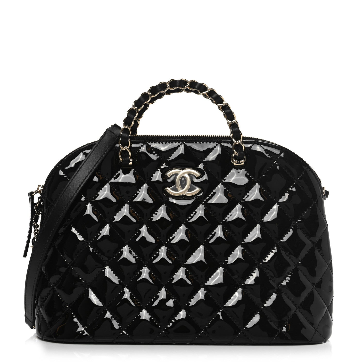 Chanel Patent Quilted Shiny Coco Small Shopping Bag Black 1 of 10