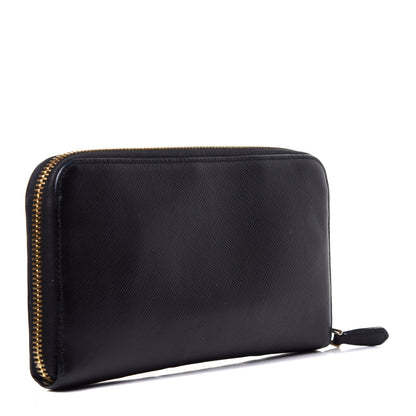 Prada Saffiano Metal Zip Around Wallet Black 3 of 10