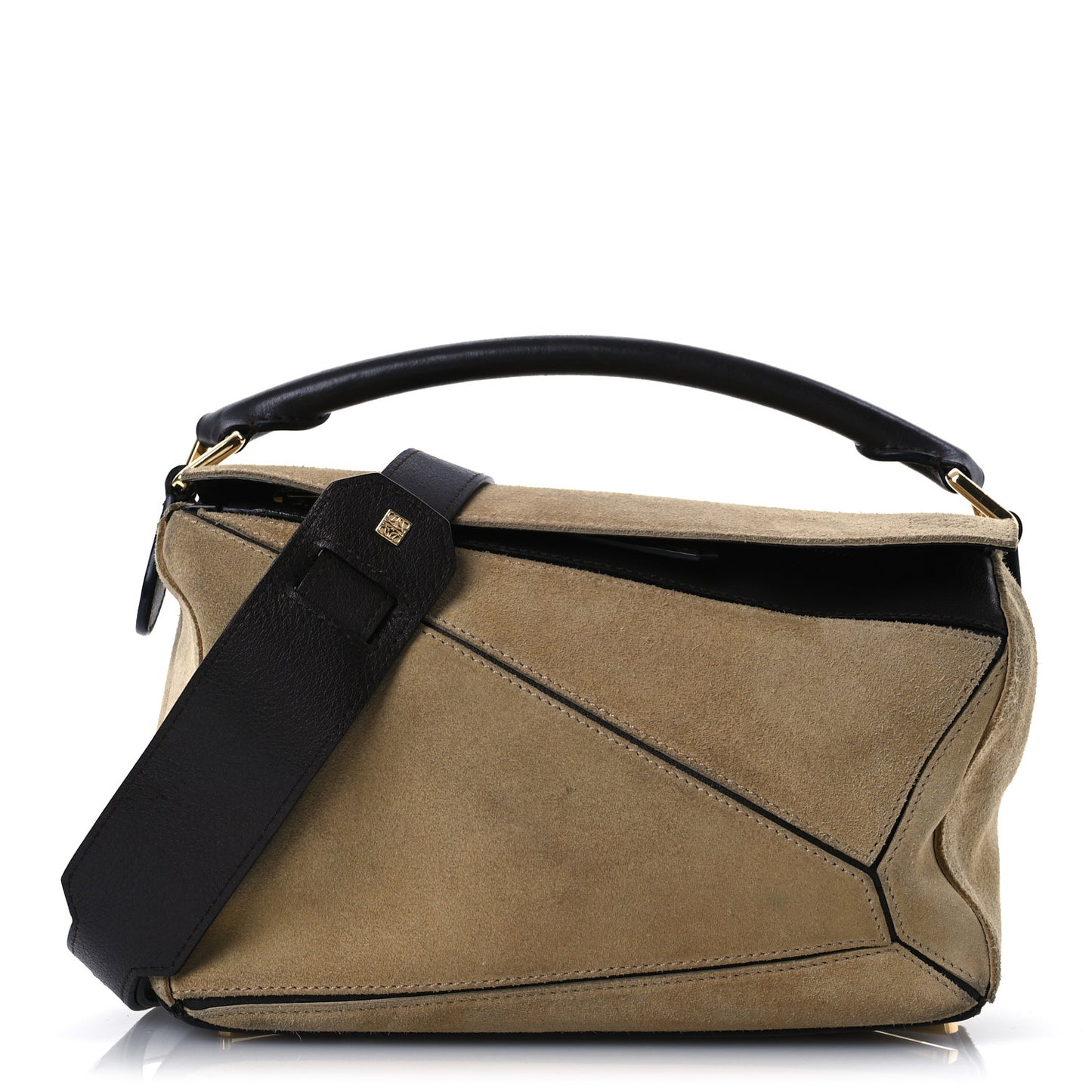Suede Medium Puzzle Bag Gold