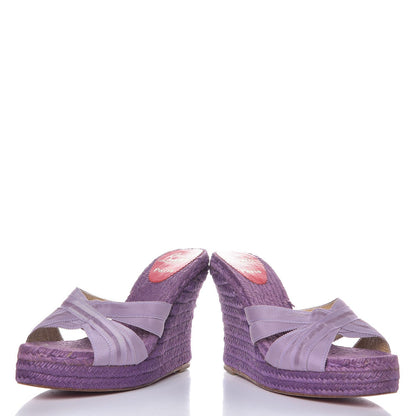 Christian Louboutin Grosgrain Cataribbon Espadrille Wedges 40 Purple 6 of 13