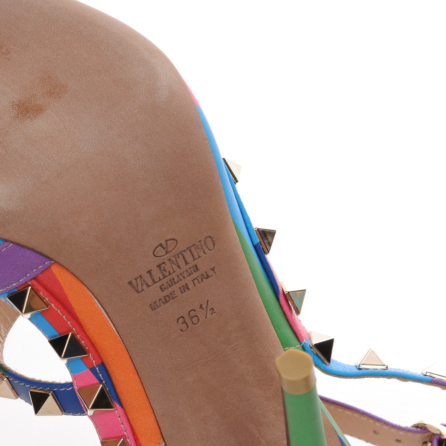 Valentino Garavani Calfskin 1973 Rockstud Ankle Strap 100mm Pumps 36.5 Multicolor 6 of 9