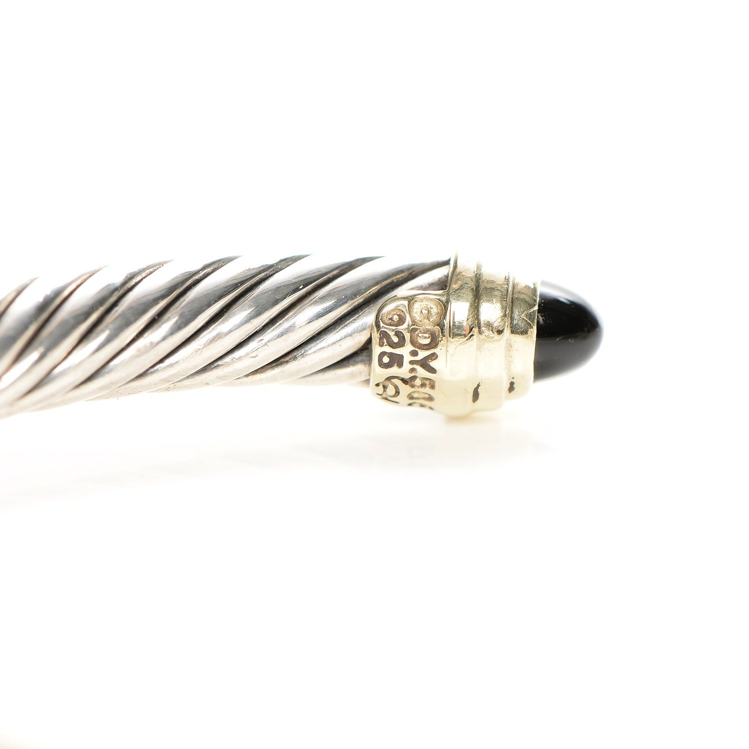 David Yurman Sterling Silver 14K Yellow Gold Black Onyx 5mm Cable Classics Petite Color Bracelet 5 of 5