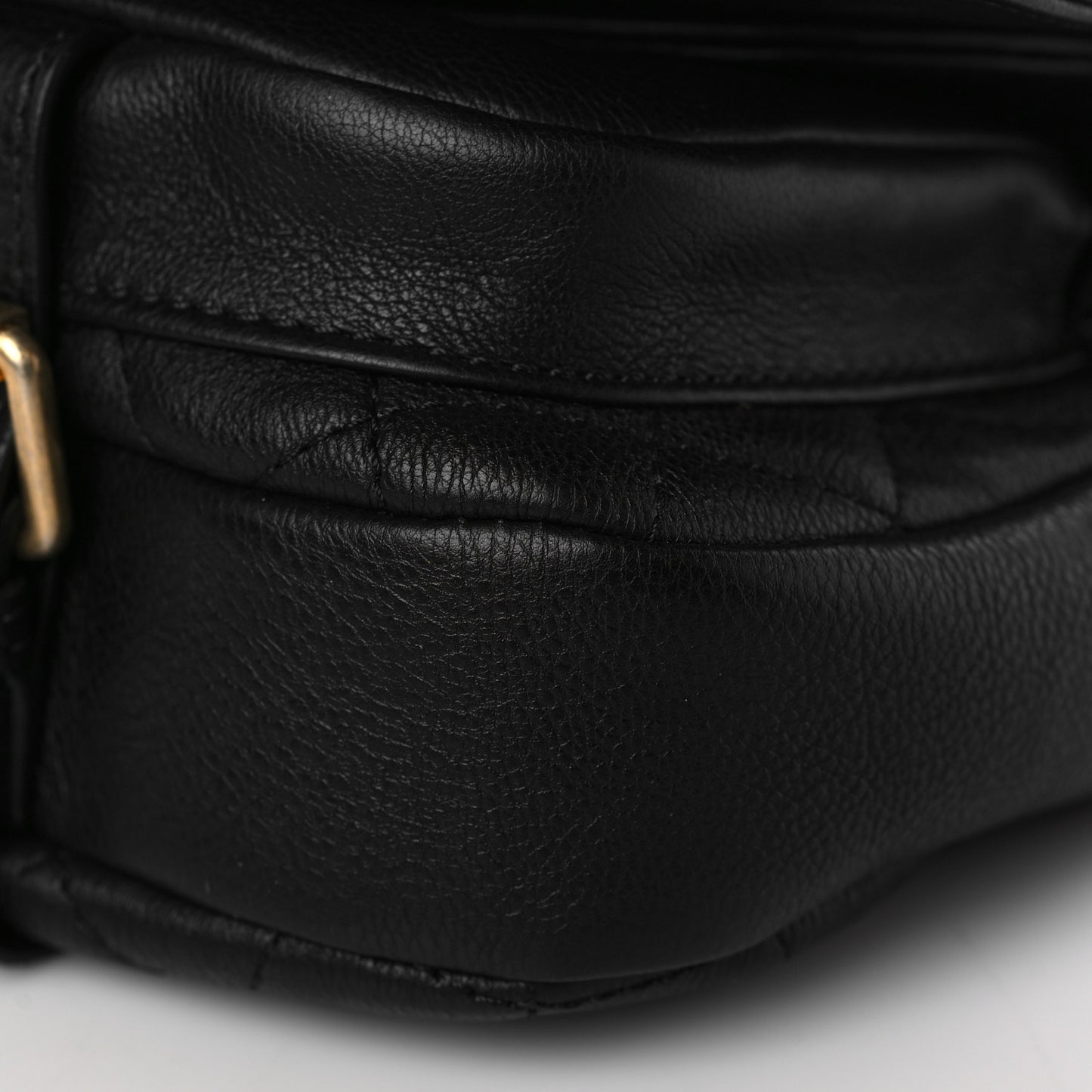 Grained Calfskin Quilted Small Messenger Flap Black