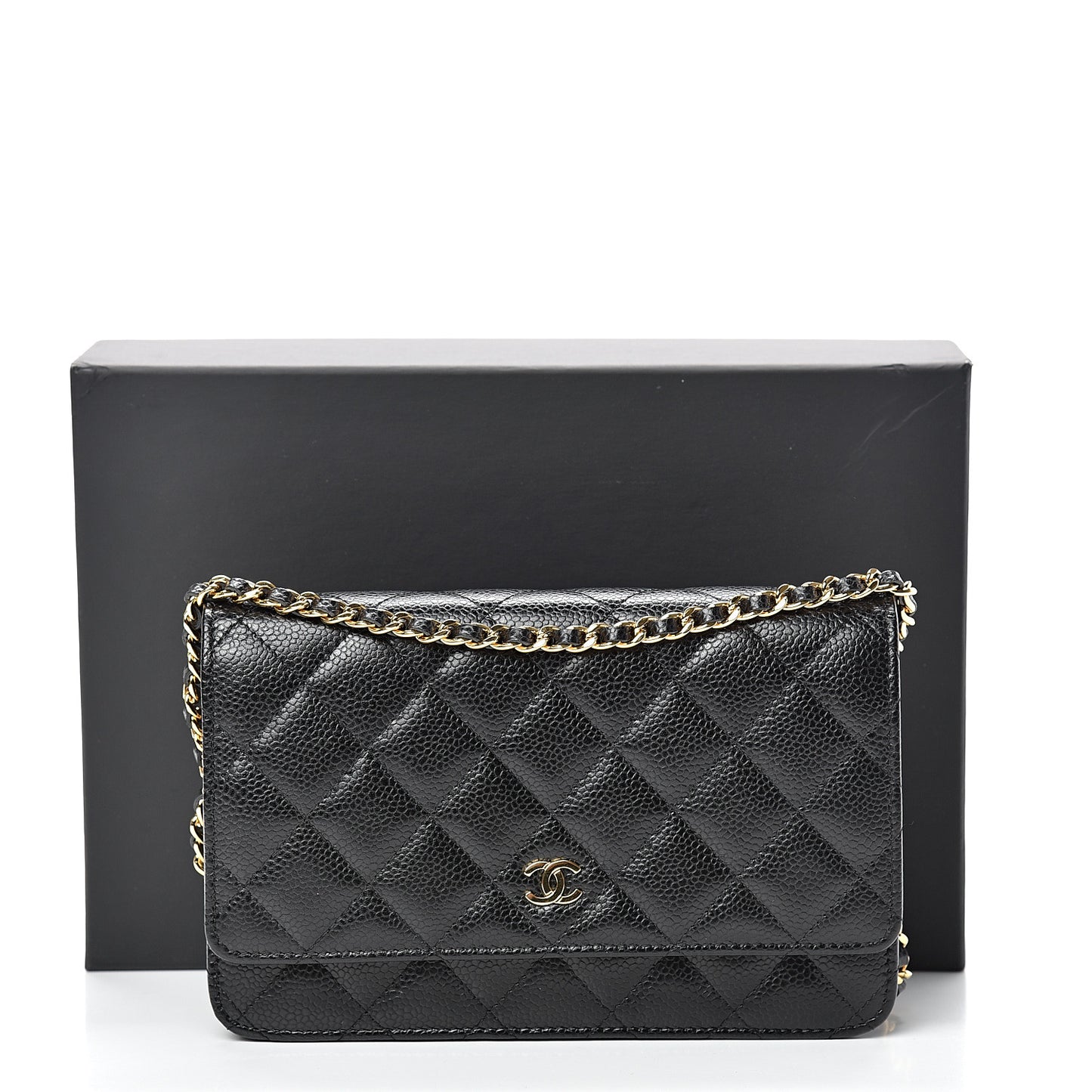 Caviar Quilted Wallet On Chain WOC Black