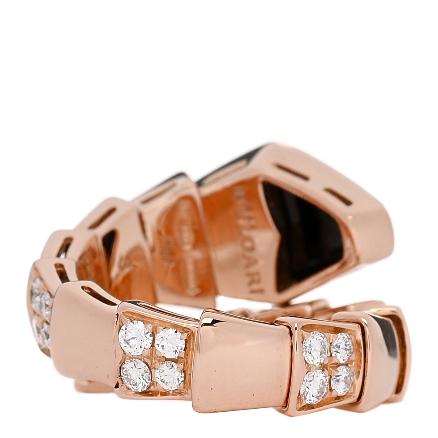 18K Rose Gold Diamond Black Onyx Serpenti Viper Ring S