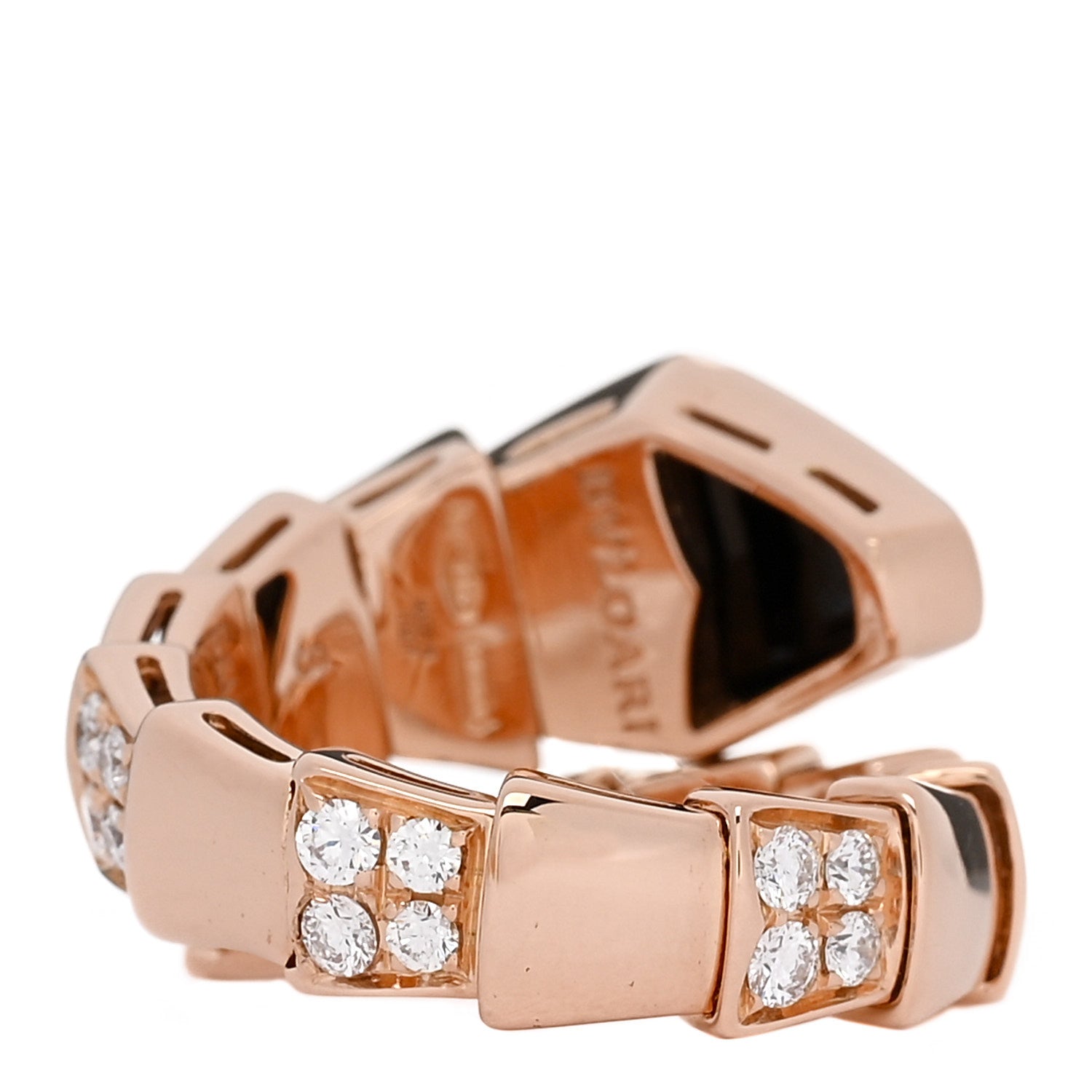 Bulgari 18K Rose Gold Diamond Black Onyx Serpenti Viper Ring S 3 of 5