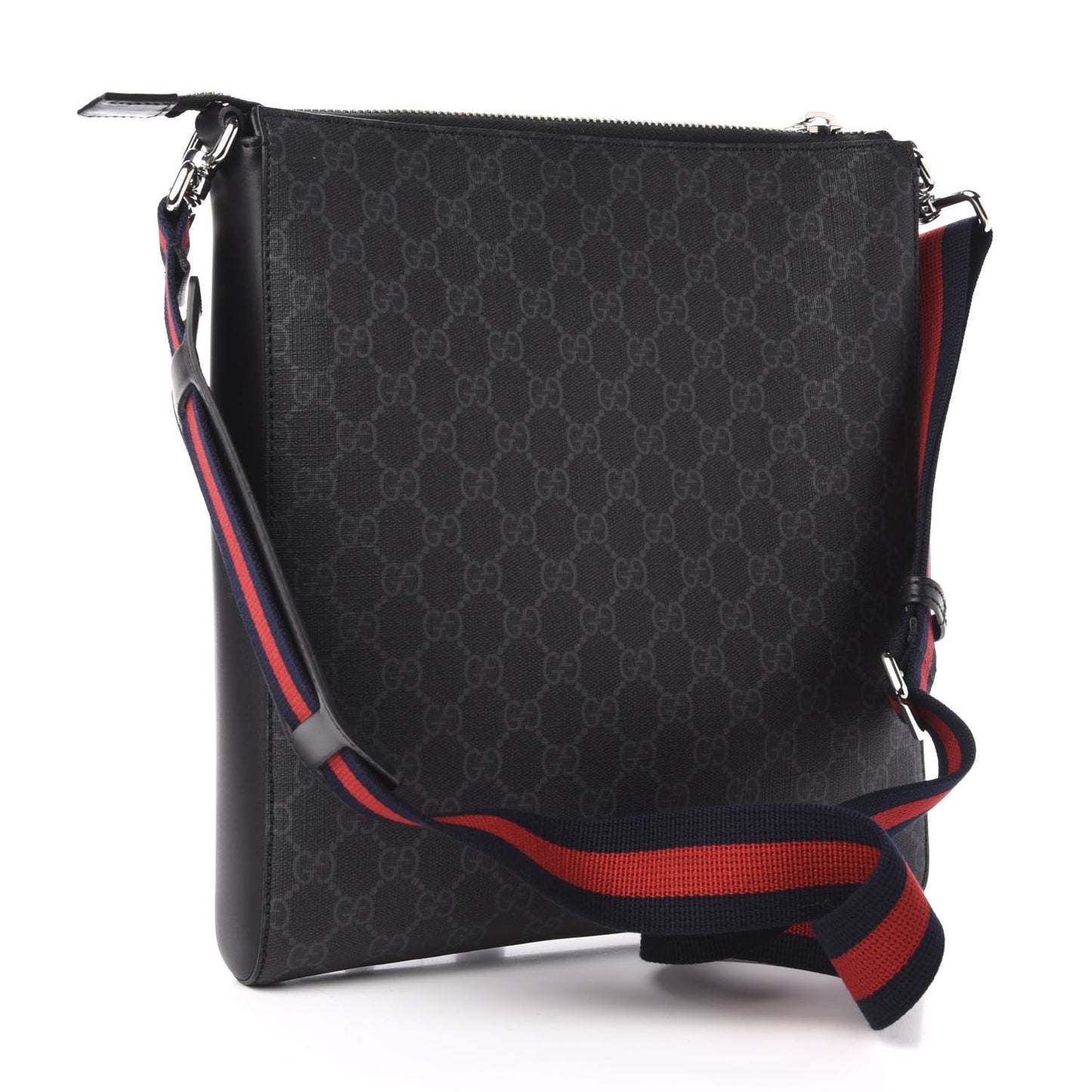 GG Supreme Monogram Night Courrier Flat Messenger Bag Black Multicolor