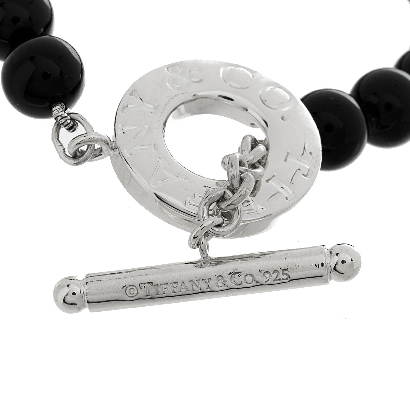 Sterling Silver Black Onyx Bead Toggle Bracelet