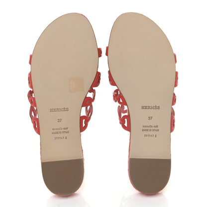 Hermes Nappa Ancone Espadrille Sandals 37 Rouge Bali 4 of 9