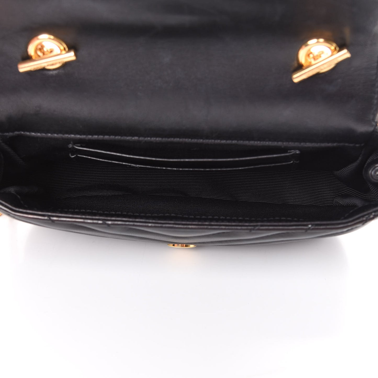Grained Calfskin Matelasse Chevron Monogram Classic Baby Chain Bag Black