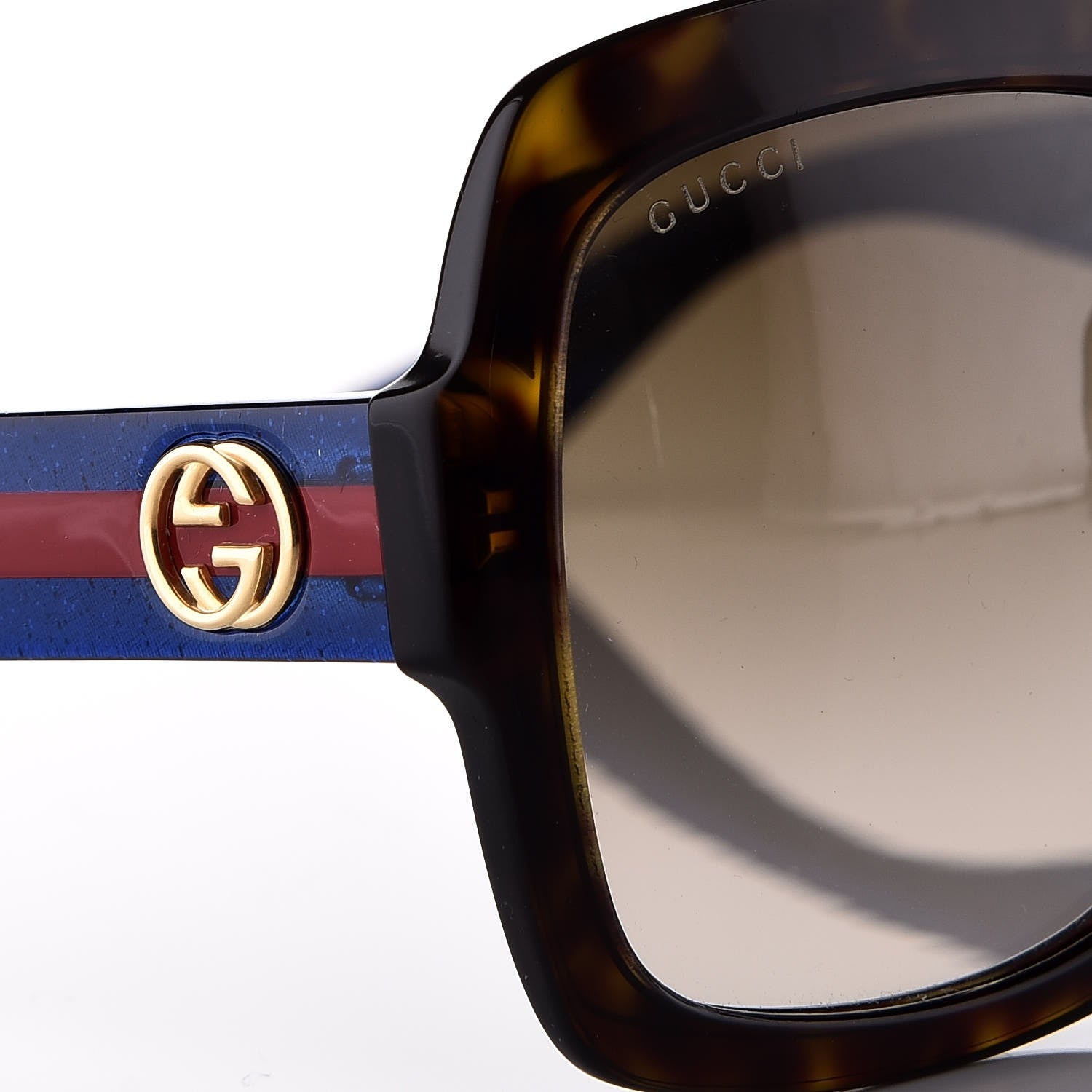 Gucci Oversize Square Web GG 0036S Sunglasses Tortoise 8 of 9