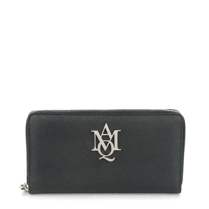 Alexander McQueen Calfskin Insignia Continental Zip Wallet Black 1 of 7