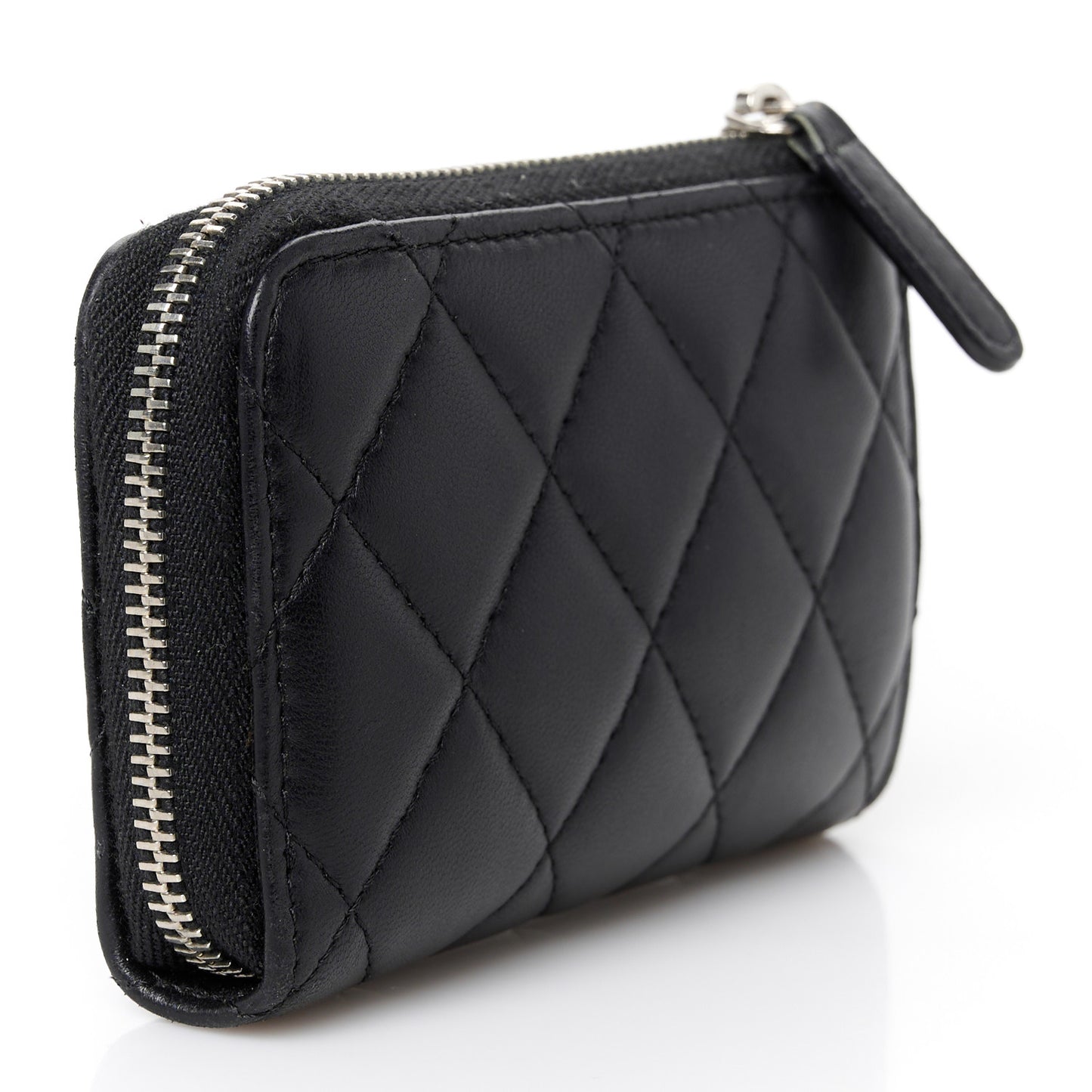 Lambskin Quilted Key Holder Case Black