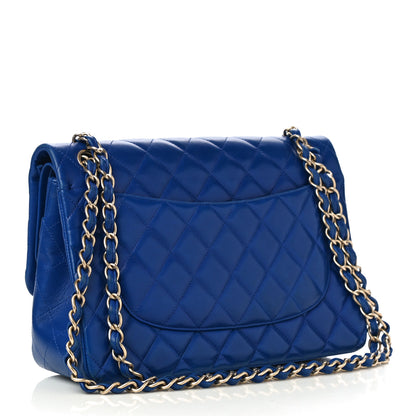 Chanel Lambskin Quilted Jumbo Double Flap Blue 3 of 14