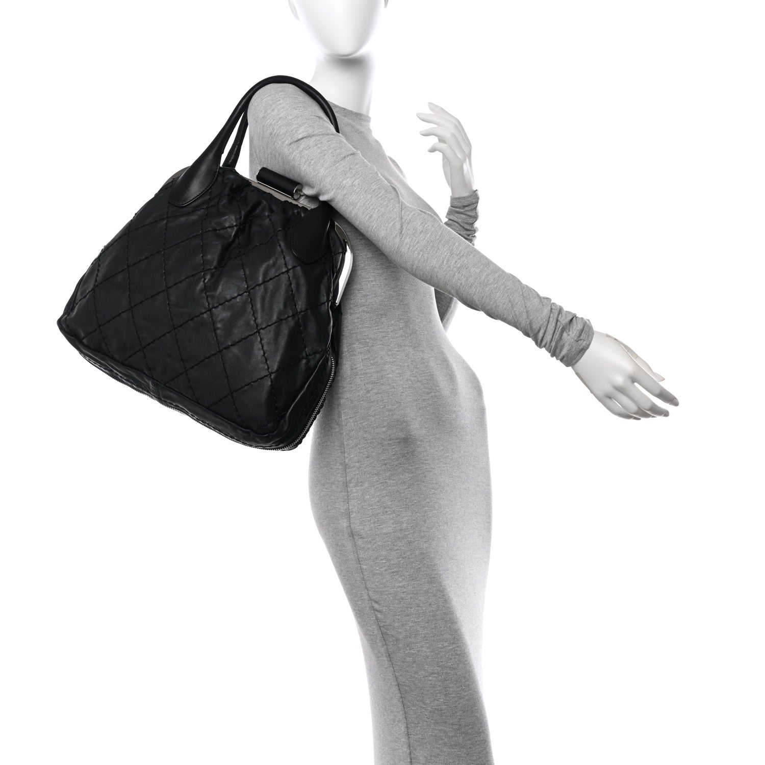 Chanel Calfskin Stitched Expandable Frame Bag Black 2 of 15