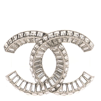 Chanel Baguette Crystal CC Brooch Silver 1 of 4