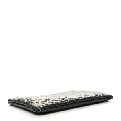 Chanel Goatskin Camellia Embossed Medium Cosmetic Case Dark Grey 4 of 9
