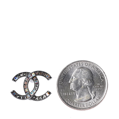 Chanel Crystal Baguette CC Earrings Ruthenium 2 of 5