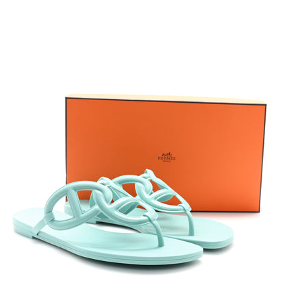 Hermes Rubber Womens Egerie Sandals 41 Vert Embrun 10 of 10