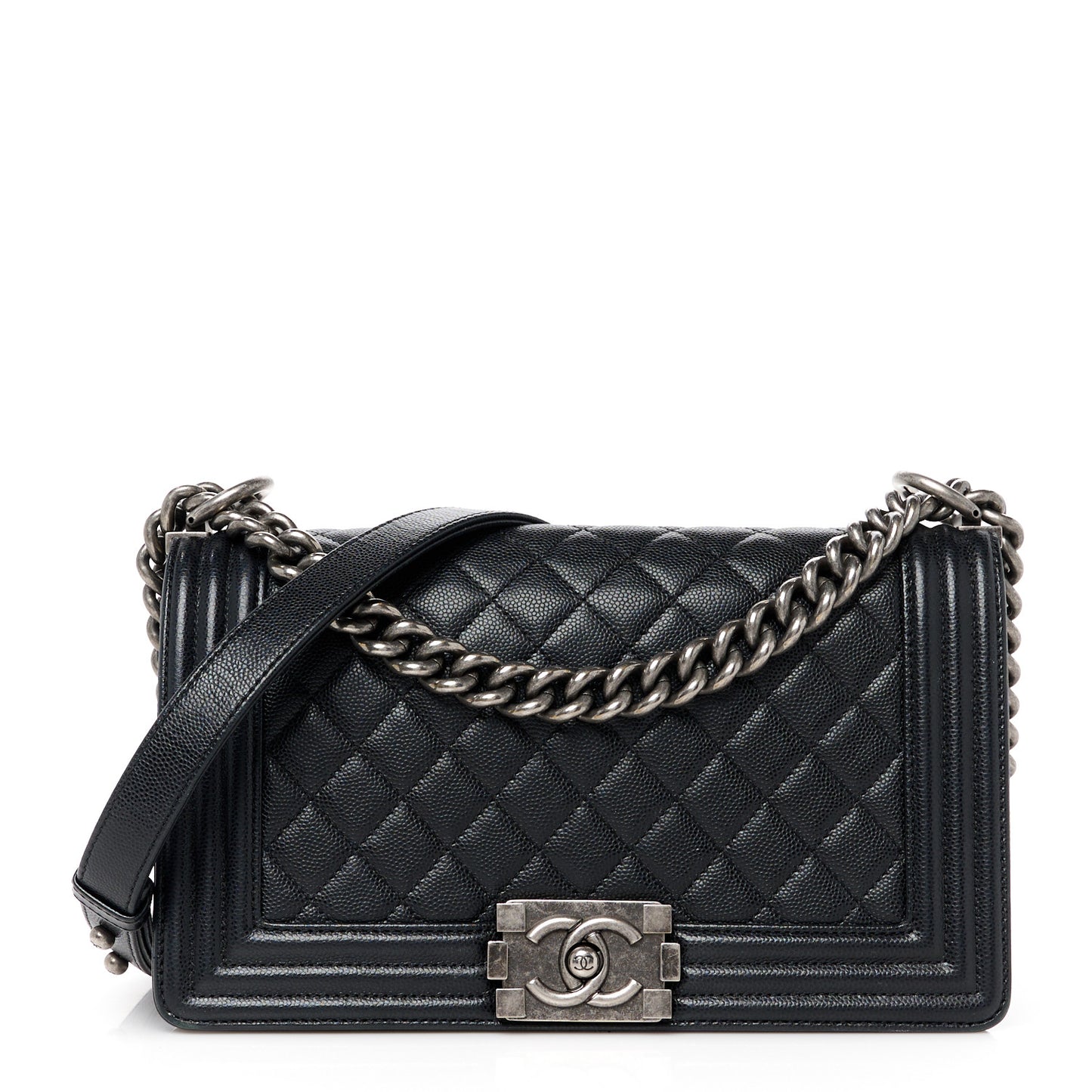 Caviar Quilted Medium Boy Flap Black