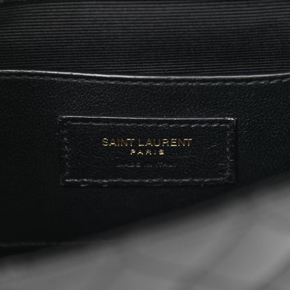 Saint Laurent Grain De Poudre Textured Mixed Matelasse Triquilt Small Monogram Satchel Black 6 of 10