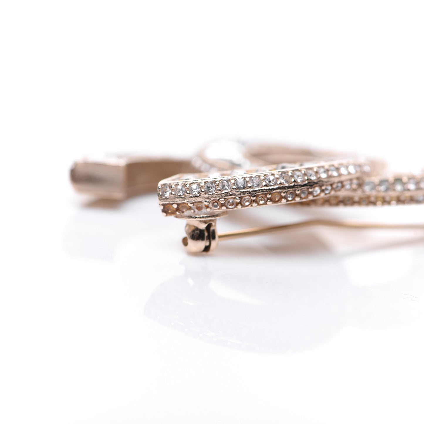 Baguette Crystal CC Brooch Gold