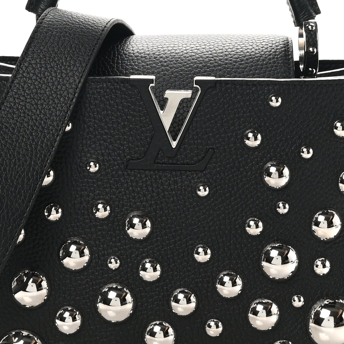 LV X YK Taurillon Brass Metal Dots Capucine MM Black