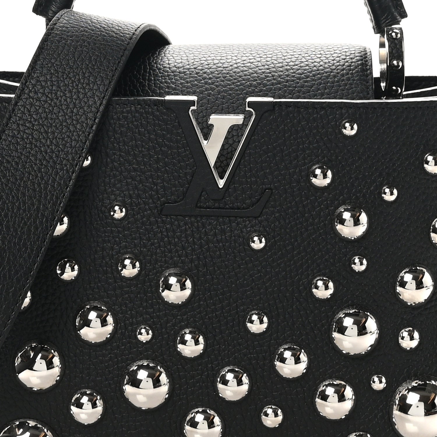 Louis Vuitton LV X YK Taurillon Brass Metal Dots Capucine MM Black 7 of 9