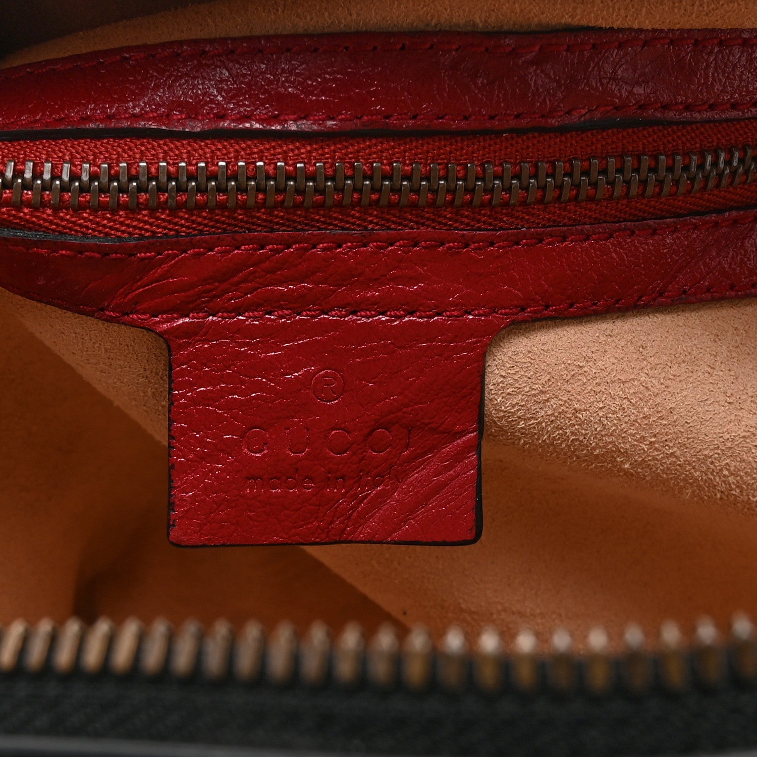 Gucci Vintage Effect Calfskin Matelasse Diagonal Small Torchon GG Marmont Bamboo Top Handle Shoulder Bag Black Romantic Cherry 6 of 11