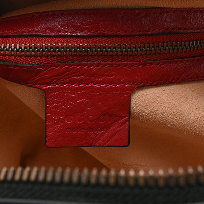 Gucci Vintage Effect Calfskin Matelasse Diagonal Small Torchon GG Marmont Bamboo Top Handle Shoulder Bag Black Romantic Cherry 6 of 11