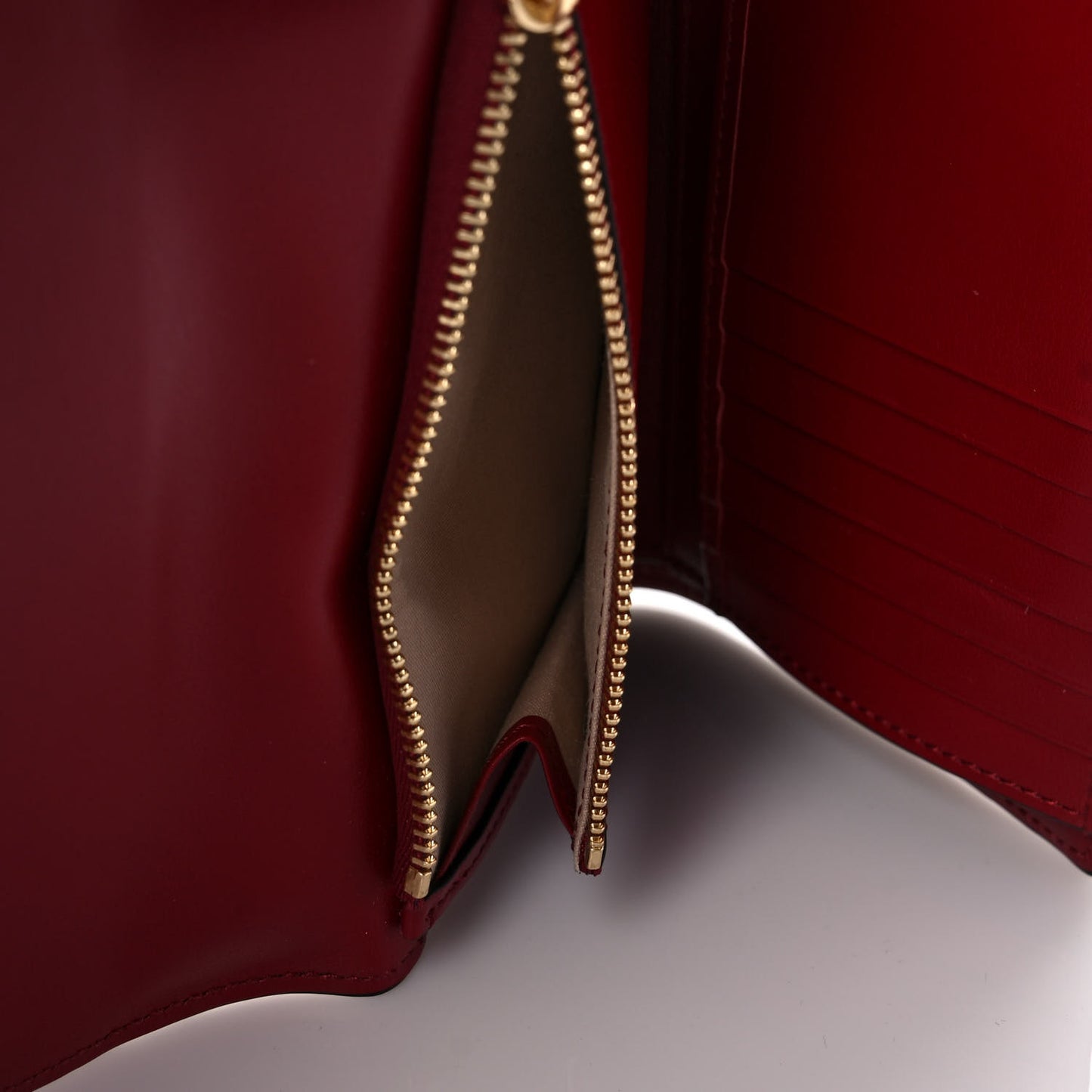 Calfskin Alphabet Compact Wallet Smoked Red