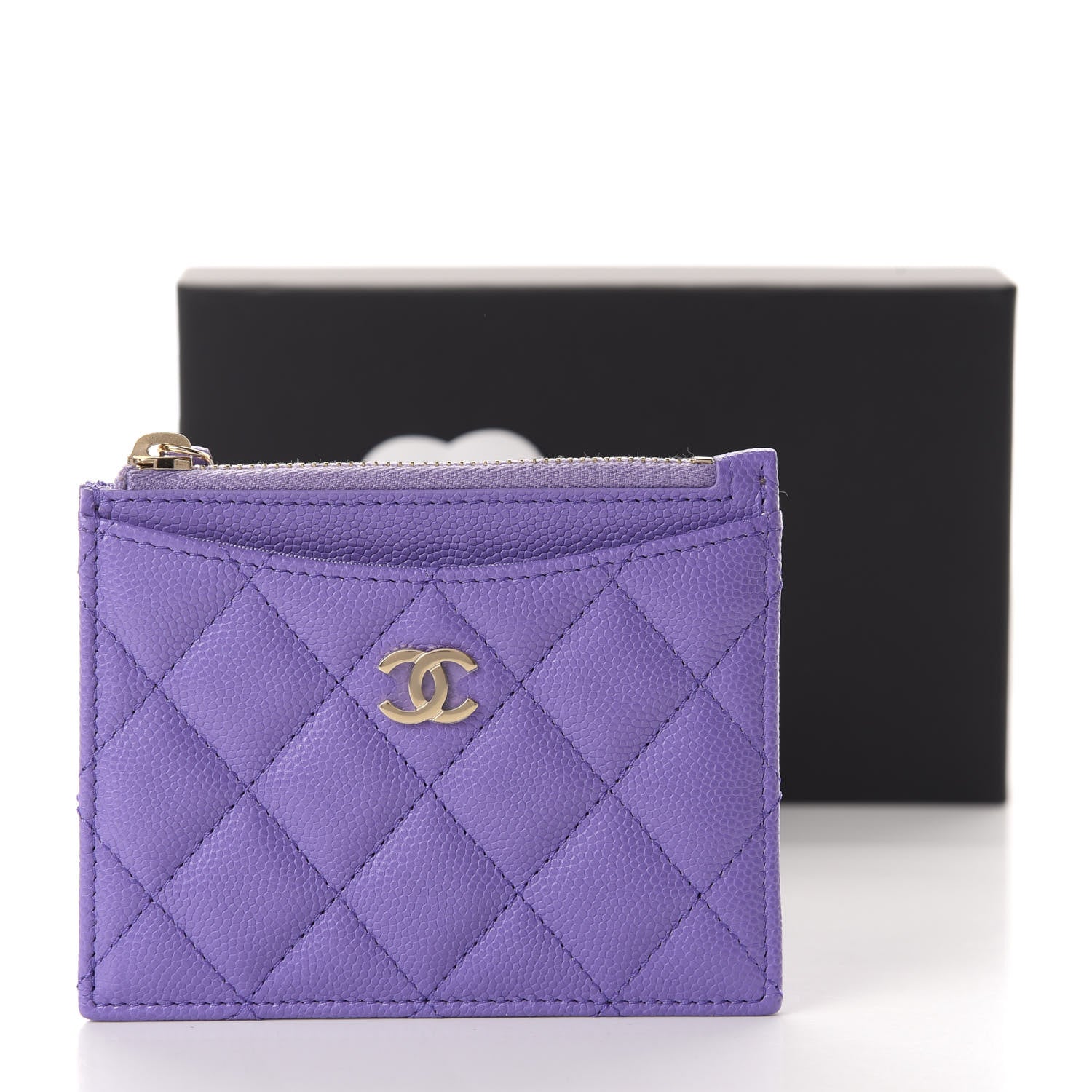 Chanel Caviar Quilted CC Zip Card Holder Purple 8 of 8