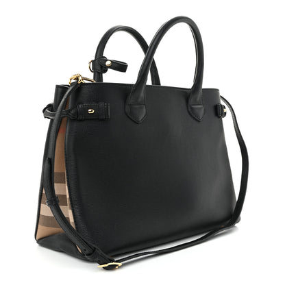 Burberry Derby Calfskin House Check Medium Banner Tote Black 3 of 10