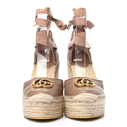 Gucci Nappa Matelasse GG Marmont Ankle Wrap Platform 35/120mm Espadrille Wedges 35.5 Porcelain Rose 2 of 8