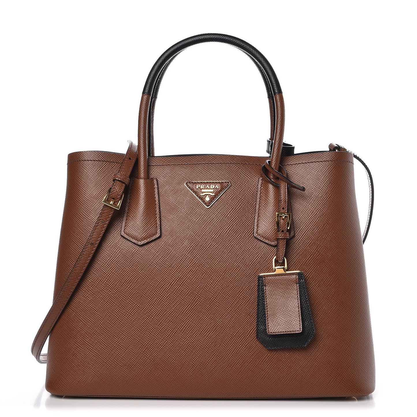 Saffiano Cuir Bi-Color Medium Double Bag Palissandro Black