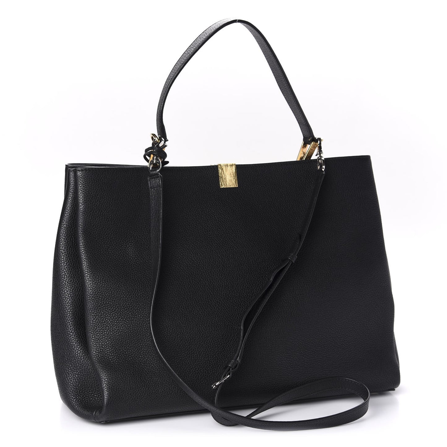 Calfskin Le Dix Soft Cabas M Shoulder Bag Black