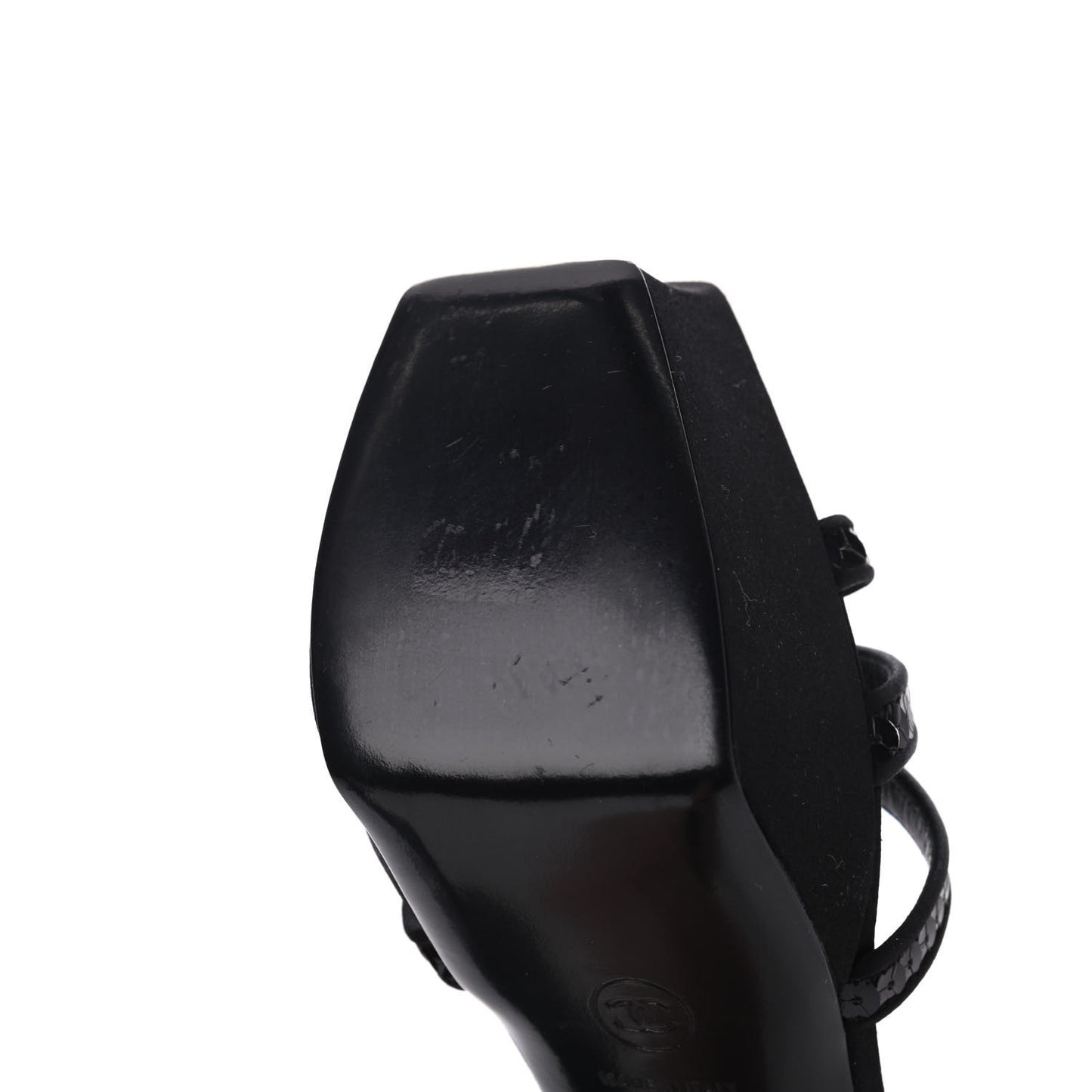 Satin Sequin Platform Pumps 41 Black