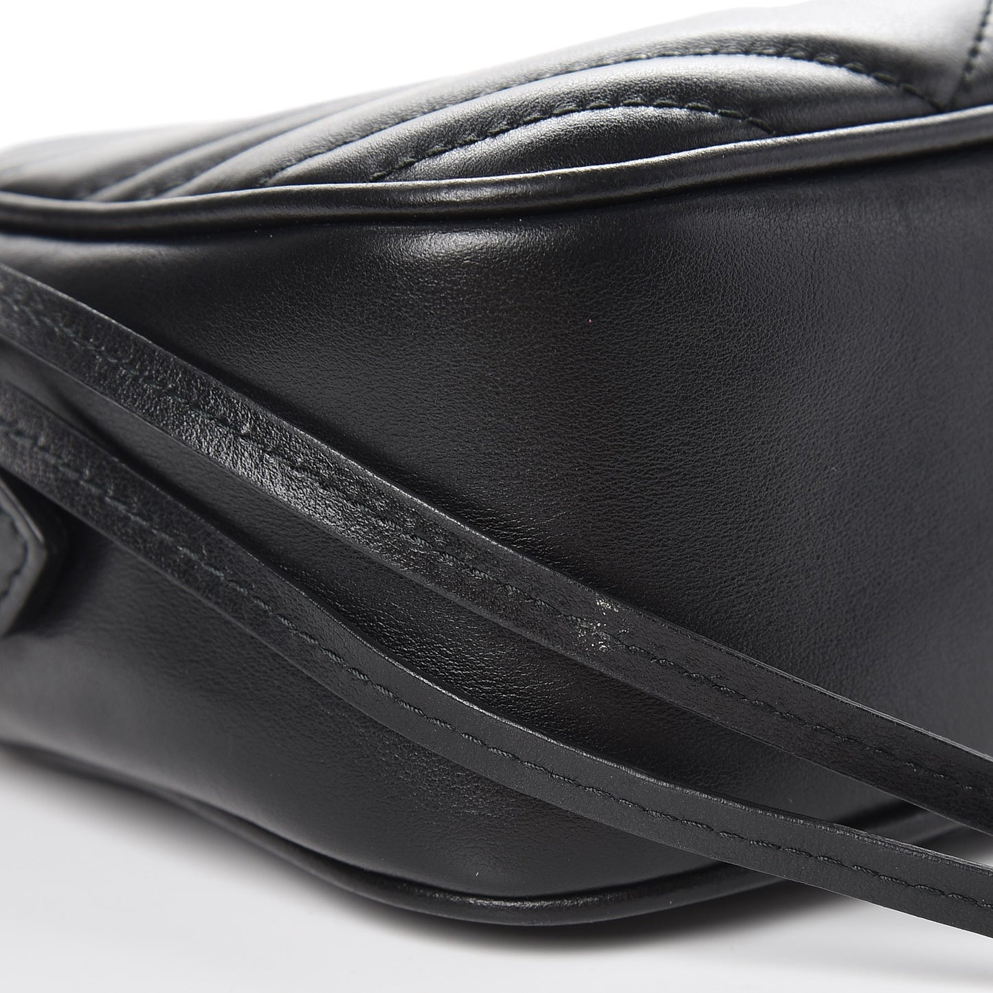 Calfskin Matelasse Small GG Marmont Chain Shoulder Bag Black