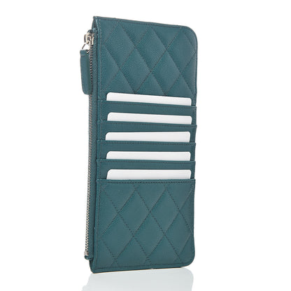 Chanel Caviar Quilted Classic Flat Wallet Pouch Dark Turquoise 3 of 8
