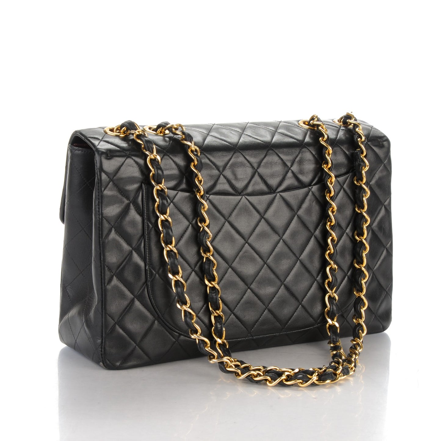 Lambskin Quilted XL Jumbo Single Flap Black