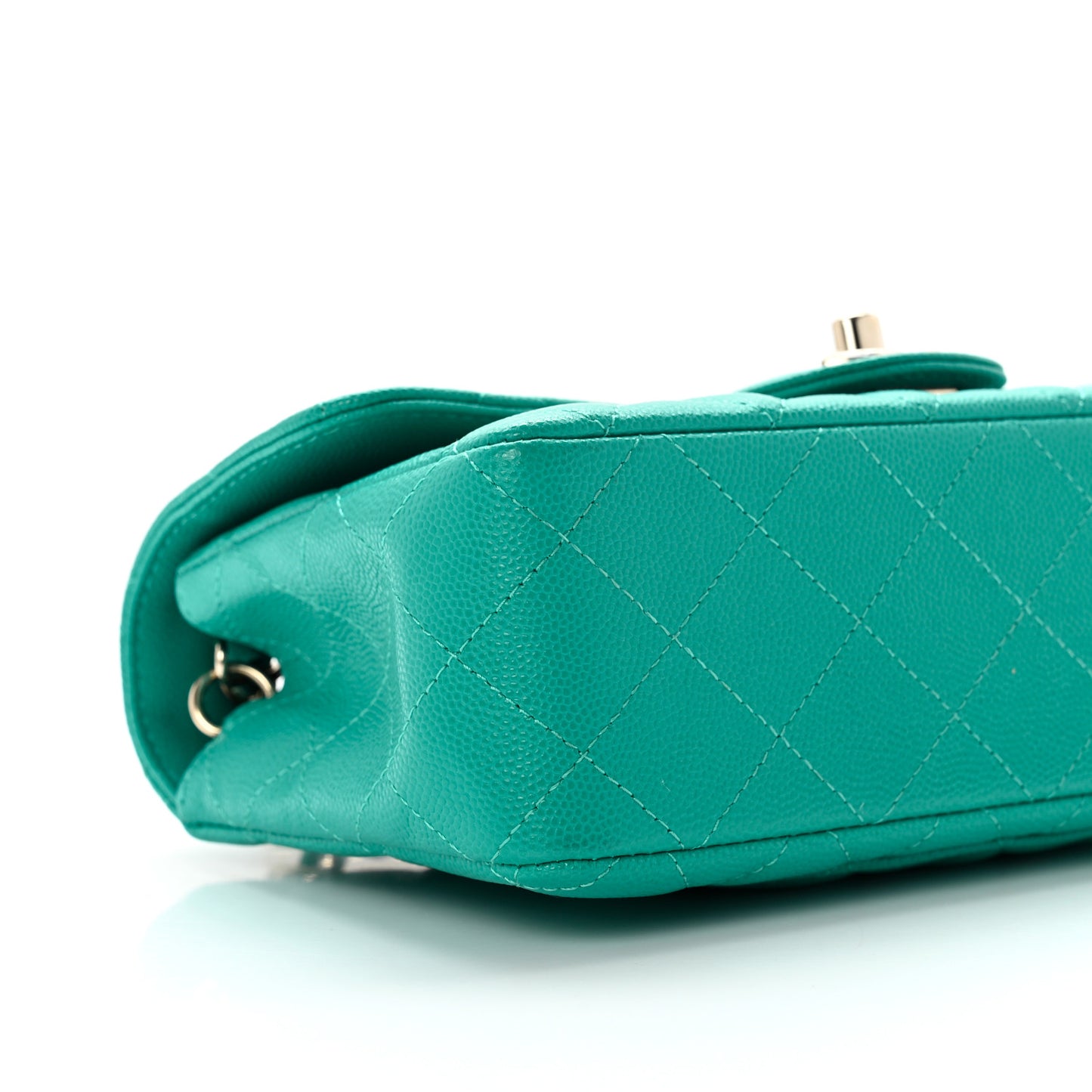Caviar Quilted Mini Rectangular Flap Turquoise