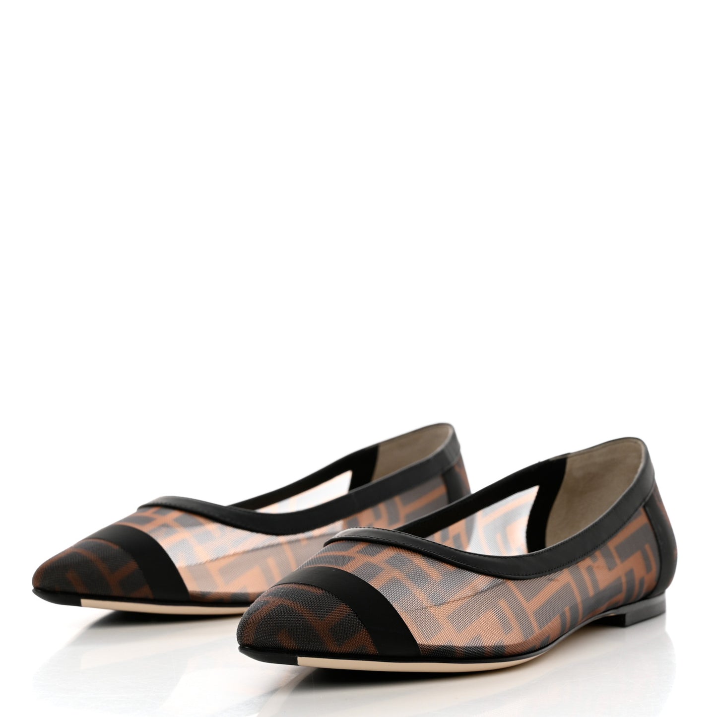 Mesh FF Skimmer Ballerina Flats 38 Tobacco Moro Black
