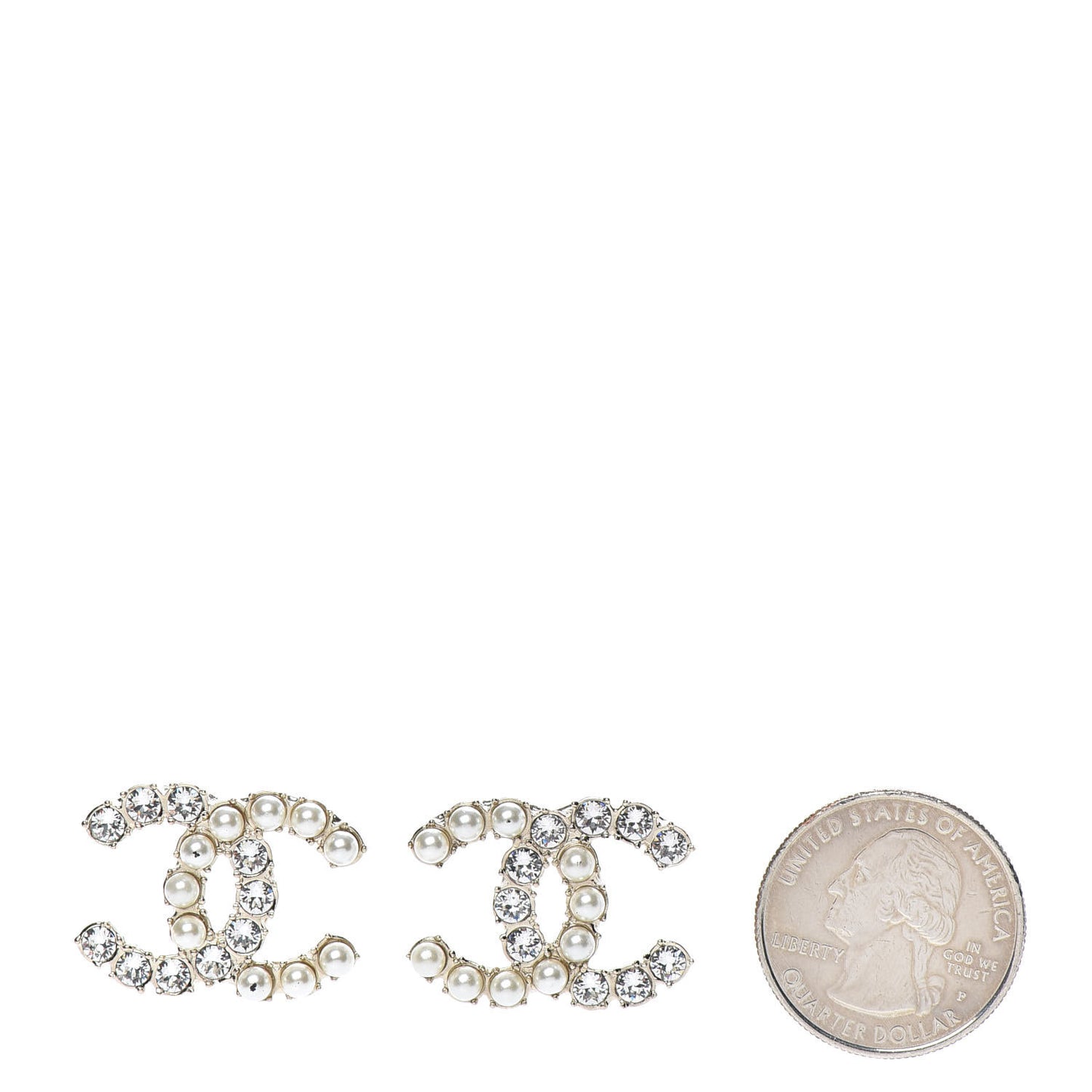 Crystal Pearl CC Dazzling Domino Earrings Gold