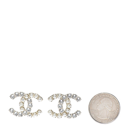 Chanel Crystal Pearl CC Dazzling Domino Earrings Gold 2 of 5