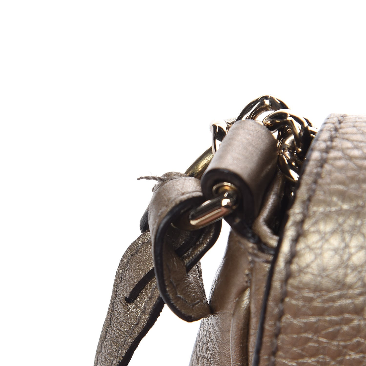 Gucci Metallic Pebbled Calfskin Small Soho Flap Crossbody Golden Beige 9 of 14