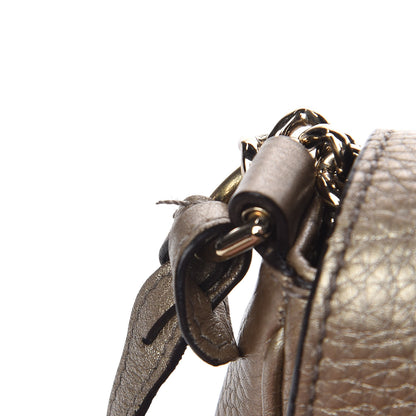 Gucci Metallic Pebbled Calfskin Small Soho Flap Crossbody Golden Beige 9 of 14