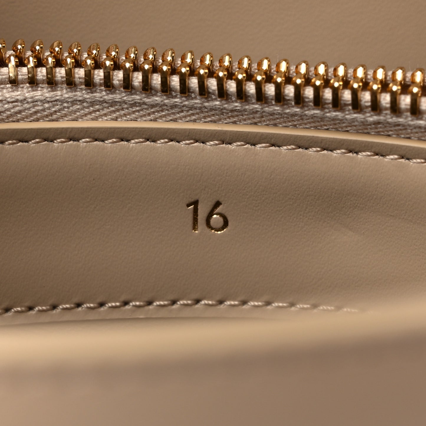 Satinated Calfskin Small 16 Top Handle Bag Beige