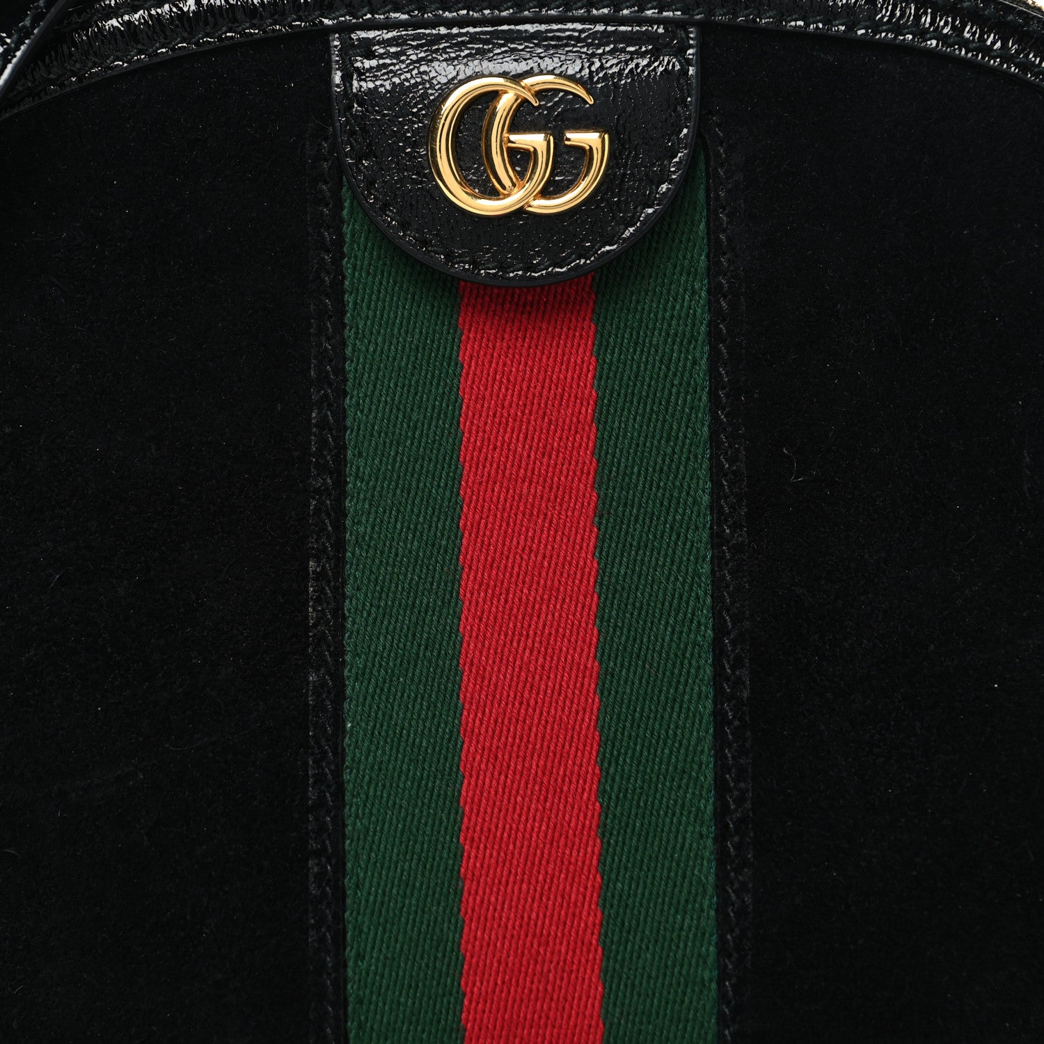 Gucci Suede Patent Web GG Small Ophidia Dome Shoulder Bag Black 8 of 11