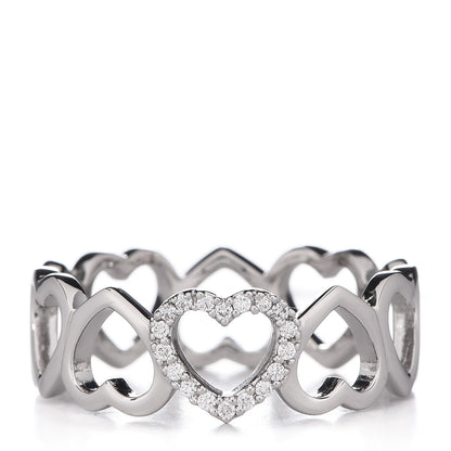 Tiffany 18K White Gold Diamond Hearts Eternity Band Ring 58 8.25 1 of 5