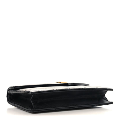 Saint Laurent Calfskin Matelasse Chevron Monogram Envelope Chain Wallet Black 3 of 9